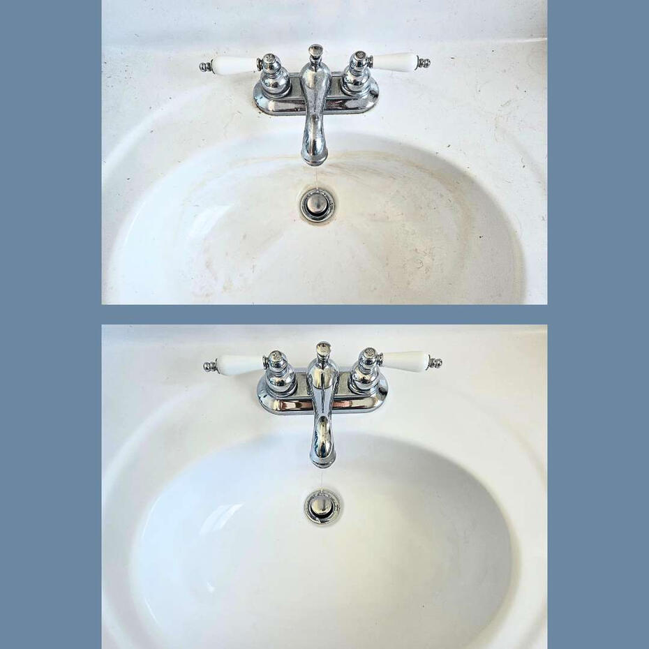 Hard water build up was removed with CLR.